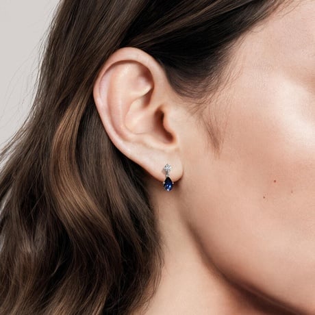 Pear Lab Sapphire and Lab Diamond Drop Earrings (1/5 ct. tw.)