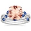 18KW Morganite Willow Bridal Set With Sapphire Accents, smalltop view
