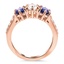 Vintage Inspired Three Stone White and Blue Sapphire Ring, smallside view