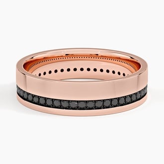 Austin Eternity Black Diamond 5.5mm Wedding Ring in 14K Rose Gold