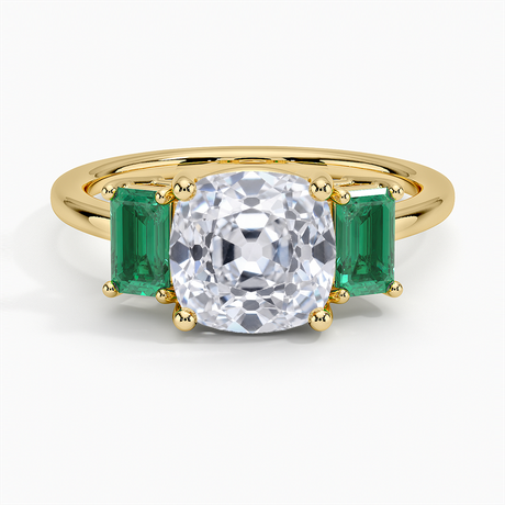 Luxe Rhiannon Three Stone Lab Emerald Ring