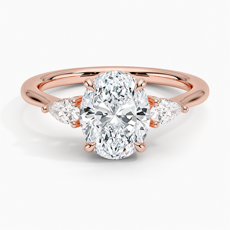 14K Rose Gold Adorned Petite Opera Three Stone Diamond Ring