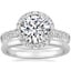 18K White Gold Luxe Sienna Halo Diamond Ring (3/4 ct. tw.) with 2mm Comfort Fit Wedding Ring
