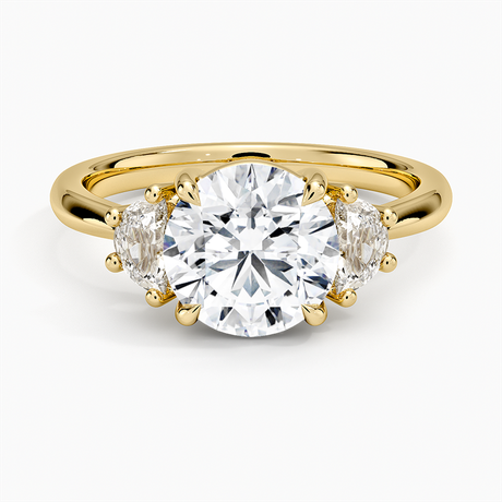 18K Yellow Gold Half Moon Three Stone Diamond Ring (1/4 ct. tw.)