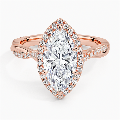 14K Rose Gold Petite Twisted Vine Halo Diamond Ring (1/4 ct. tw.)