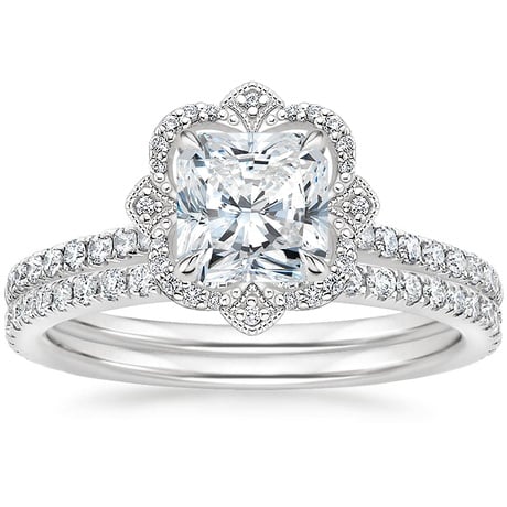 18K White Gold Reina Diamond Ring with Luxe Ballad Diamond Ring (1/4 ct. tw.)