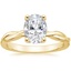 14K Yellow Gold Twisted Vine Solitaire Ring, smalltop view