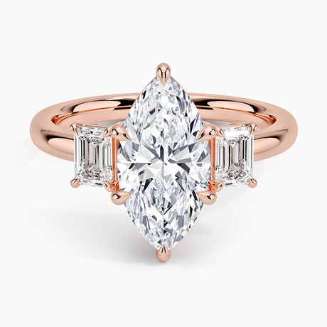 14K Rose Gold Rhiannon Emerald Cut Three Stone Diamond Ring (1/2 ct. tw.)