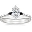 18K White Gold Aria Ring with Black Diamond Accents with Petite Curved Wedding Ring