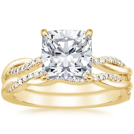 18K Yellow Gold Petite Twisted Vine Diamond Bridal Set (1/4 ct. tw.)