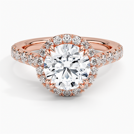 14K Rose Gold Sienna Halo Half Coverage Diamond Ring
