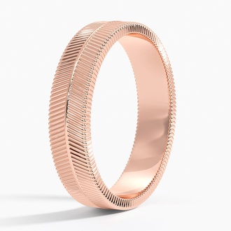 Dezi Herringbone 5mm Ring in 14K Rose Gold