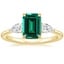 18K Yellow Gold Opera Three Stone Diamond Ring, smalltop view