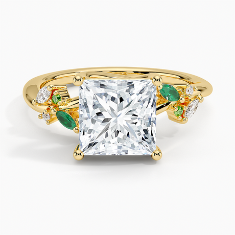 Arden Diamond Ring with Lab Emerald Accents - Brilliant Earth