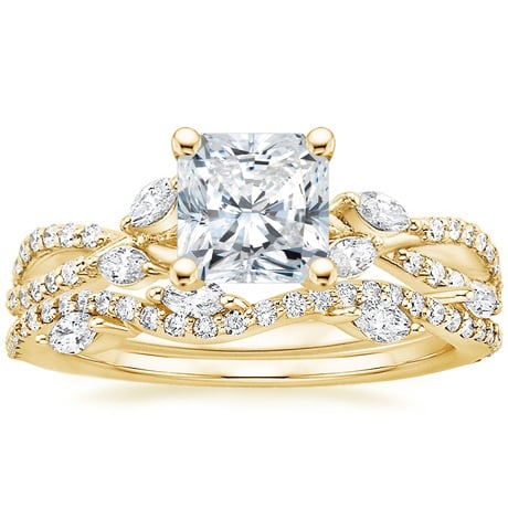 18K Yellow Gold Luxe Willow Diamond Ring (1/4 ct. tw.) with Luxe Winding Willow Diamond Ring (1/4 ct. tw.)
