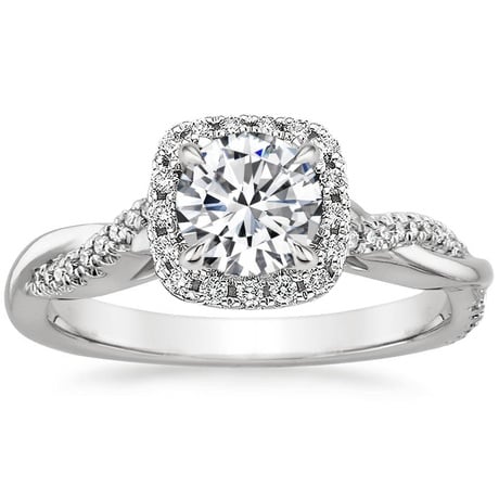 18K White Gold Petite Twisted Vine Halo Diamond Bridal Set (1/3 ct. tw.)