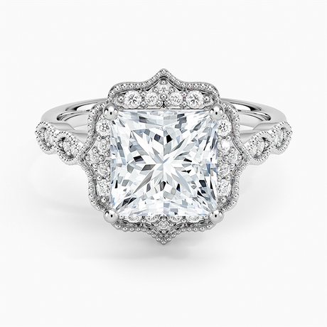 18K White Gold Cadenza Halo Diamond Ring