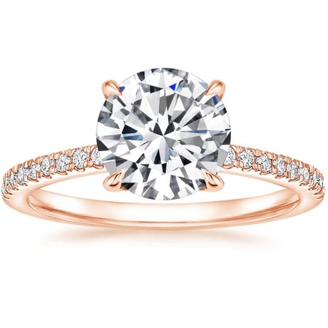 14K Rose Gold Petite Demi Diamond Ring with Ballad Diamond Ring