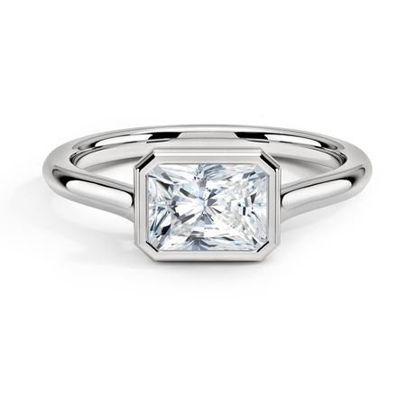 18K White Gold Luna East-West Bezel Solitaire Ring