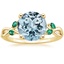18K Yellow Gold Willow Ring With Lab Emerald Accents, smalltop view