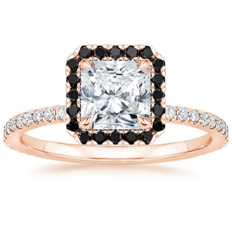 14K Rose Gold Waverly Diamond Ring with Black Diamond Accents with Luxe Ballad Black Diamond Ring