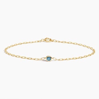 London Blue Topaz Bezel Paperclip Chain Bracelet