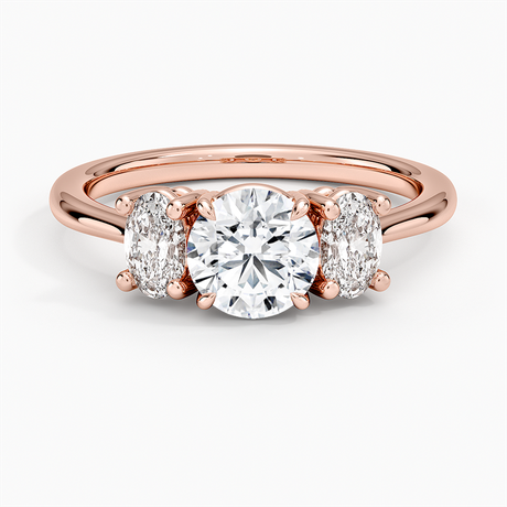 14K Rose Gold Oval-Cut Three Stone Diamond Ring (1/2 ct. tw.)