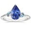 18K White Gold Camellia Indigo Milgrain Ring, smalltop view