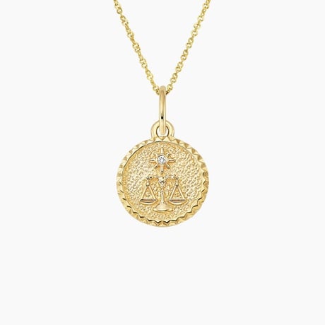 Mini Libra Zodiac Diamond Medallion Necklace