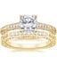 18K Yellow Gold Luxe Hudson Diamond Ring (1/10 ct. tw.) with Delicate Antique Scroll Diamond Ring (1/15 ct. tw.)