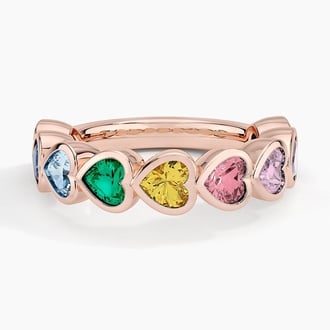 Heart Shaped Rainbow Bezel Ring
