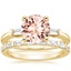 18KY Morganite Tapered Baguette Diamond Ring (1/5 ct. tw.) with Barre Diamond Ring (1/4 ct. tw.), smalltop view