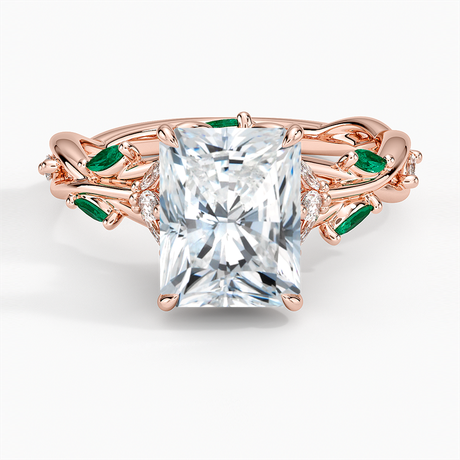 14K Rose Gold Secret Garden Lab Emerald and Diamond Ring (1/4 ct. tw.)