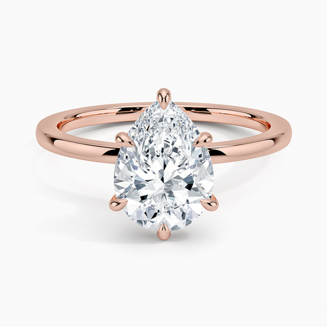 14K Rose Gold Secret Halo Six-Prong Diamond Ring