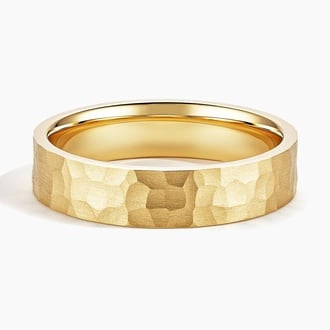 Flat Matte Canyon 5mm Wedding Ring in 18K Yellow Gold