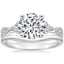18K White Gold Luxe Entwined Celtic Love Knot Diamond Ring with Petite Curved Wedding Ring