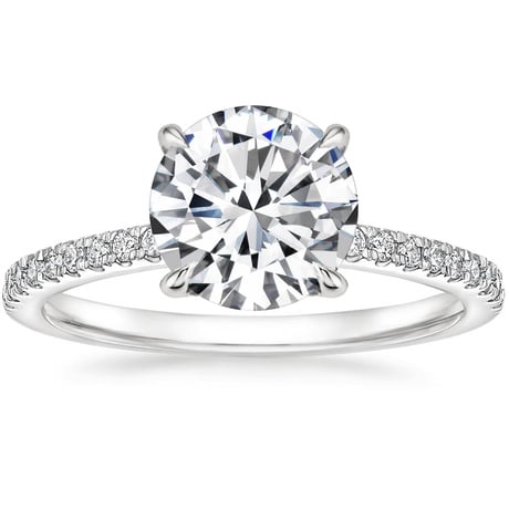 18K White Gold Petite Demi Diamond Ring with Ballad Diamond Ring