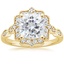 18K Yellow Gold Cadenza Halo Diamond Ring, smalltop view