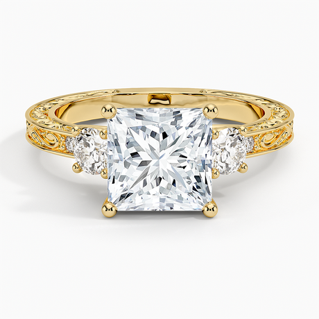 Antique Scroll Engraved Three Stone Diamond Ring (1/3 ct. tw.)