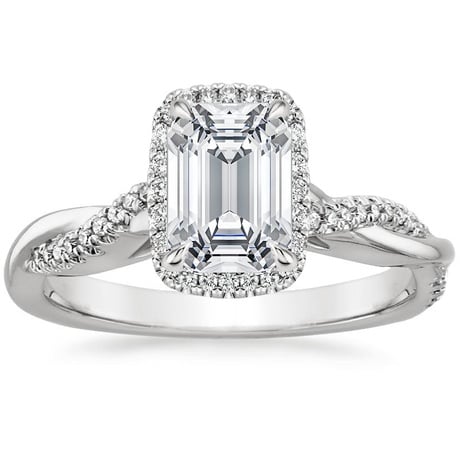 18K White Gold Petite Twisted Vine Halo Diamond Bridal Set (1/3 ct. tw.)