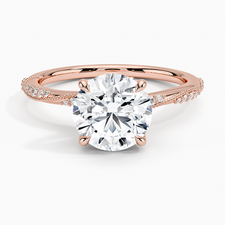 14K Rose Gold Camellia Hidden Accent 1.5mm Diamond Ring