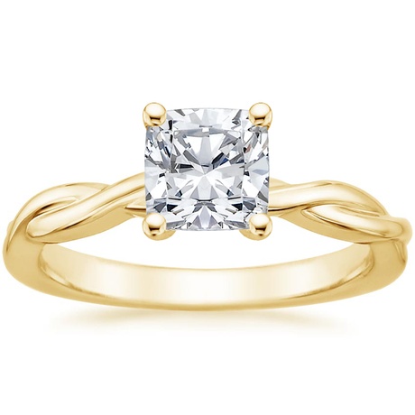 18K Yellow Gold Twisted Vine Ring with Petite Twisted Vine Diamond Ring (1/8 ct. tw.)
