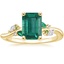 18K Yellow Gold Arden Diamond Ring with Lab Emerald Accents, smalltop view