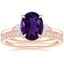 14K Rose Gold Perfect Fit Three Stone Pear Diamond Ring with Luxe Ballad Diamond Ring