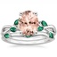 18KW Morganite Willow Bridal Set With Lab Emerald Accents, smalltop view