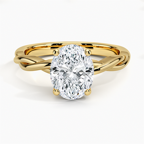 18K Yellow Gold Twisted Vine Solitaire Ring