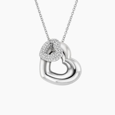Two Hearts Lab Diamond Tube Necklace (1/3 ct. tw.)
