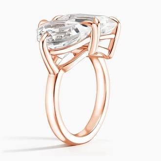 Toi et Moi Heart and Emerald Cut White Topaz Cocktail Ring