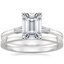 Platinum Tapered Baguette Diamond Ring with Petite Quattro Wedding Ring