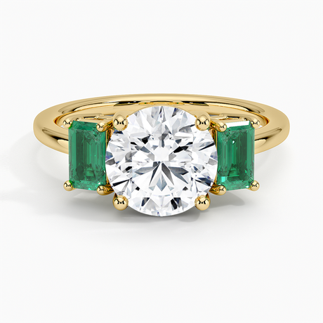 Luxe Rhiannon Three Stone Lab Emerald Ring